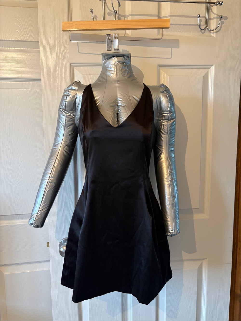 Lux Black V-Neck Mini Dress with pockets